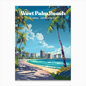 West Palm Beach Florida Vacation Digital Travel Illustration Lienzo