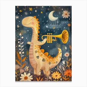 Dinosaur Playing The Trumpet Painting 2 Canvas Print