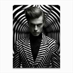 Black And White Striped Suit Canvas Print