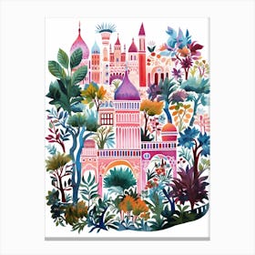 Tivoli Gardens Italy Modern Illustration 1 Canvas Print