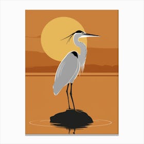 Heron At Sunset Canvas Print