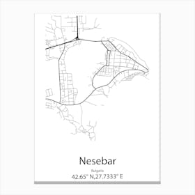 Nesebar,Bulgaria Minimalist Map Canvas Print