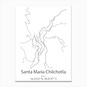 Santa Maria Atzompa,Mexico Minimalist Map Leinwandbilder