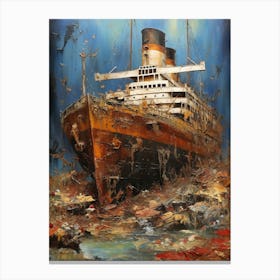 Titanic Ship Wreck Colourful Illustration 4 Canvas Print
