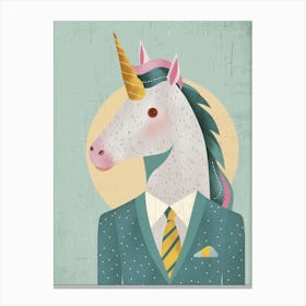 Pastel Unicorn In A Suit 3 Canvas Print