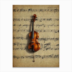 Violin On Music Sheet 1 Canvas Print