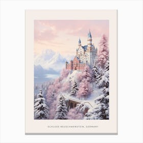 Dreamy Winter Painting Poster Schloss Neuschwanstein Germany Canvas Print