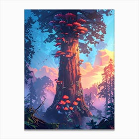 Tree With Mushrooms Canvas Print