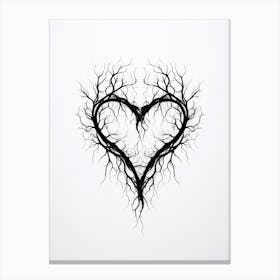 Minimalist Black Tree Branch Heart 4 Canvas Print