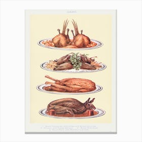 Game III Roast Pheasants With Chips And Brown Crumbs Canvas Print