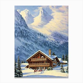 Mayrhofen, Austria Ski Resort Vintage Landscape 2 Skiing Poster Canvas Print