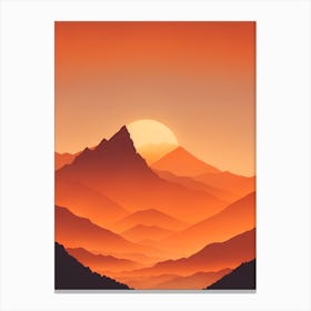 Misty Mountains Vertical Composition In Orange Tone 21 Canvas Print