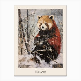 Vintage Winter Animal Painting Poster Red Panda 2 Canvas Print