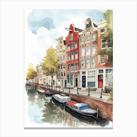 Canal Belt Amsterdam Neighborhood Watercolour 3 Canvas Print