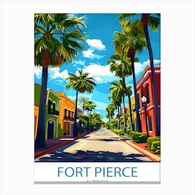 Fort Pierce Florida Print Treasure Coast Art Sunrise City Poster Florida Coastal Wall Decor Indian River Illustration St Lucie County Canvas Print