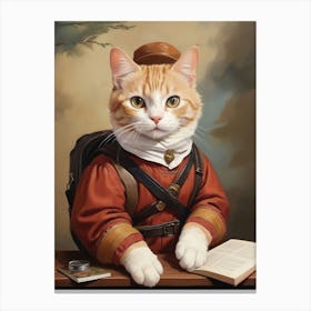 Cat In Uniform Adventure Canvas Print