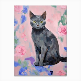 A Russian Blue Cat Painting, Impressionist Painting 2 Canvas Print
