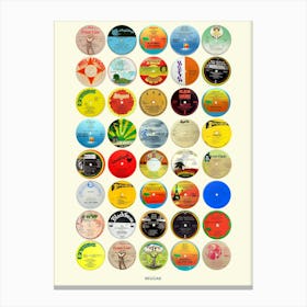 Reggae Vinyl Labels - Nostalgic Reggae Music Art Print Canvas Print