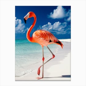 Flamingo On The Beach Canvas Print