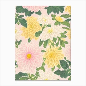Chrysanthemums Pastel Floral 3 Flower Canvas Print