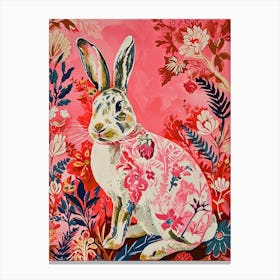 Floral Animal Painting Rabbit 4 Canvas Print