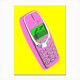 Retro 2000 Mobile Phone Pink Canvas Print