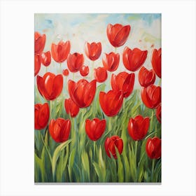 Red Flowers Oil Painting Valentine's Day Canvas Print