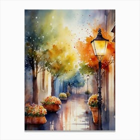 Watercolor Of A Street Lamp Canvas Print