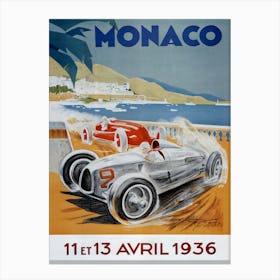 Vintage Monaco 11 Et 13 Avril 1936 Canvas Print