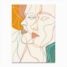 Abstract Women Faces In Line 3 Canvas Print