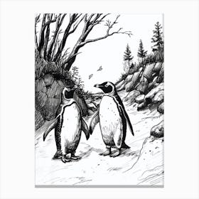 King Penguin Exploring Their Environment 4 Canvas Print