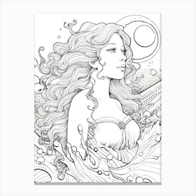 Line Art Inspired By The Birth Of Venus 3 Canvas Print
