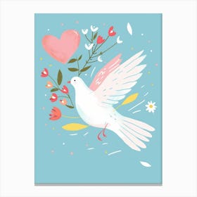 Dove With Flowers Canvas Print