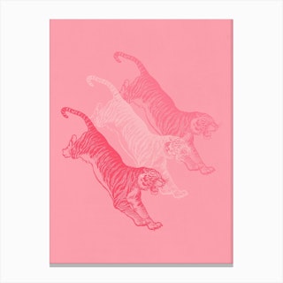 Retro Aesthetic Pink Tiger Art Canvas Print