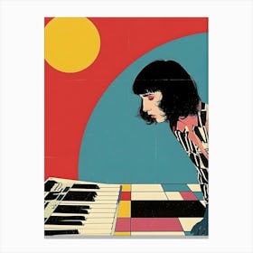 Woman Playing A Keyboard Canvas Print