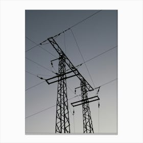 Silhouette Of Electricity Pylons Canvas Print