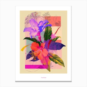 Fuchsia 2 Neon Flower Collage Poster Canvas Print