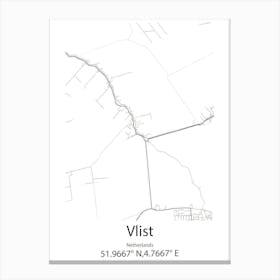 Vlist,Netherlands Minimalist Map Canvas Print