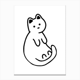 Cute Cat Hand Drawing Minimalist Illustration Canvas Print