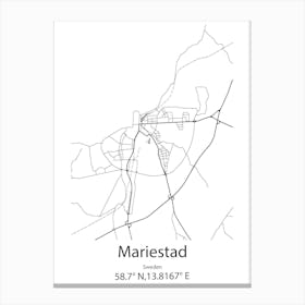 Mariestad,Sweden Minimalist Map Canvas Print