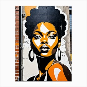 Vintage Graffiti Mural Of Beautiful Black Woman 94 Canvas Print