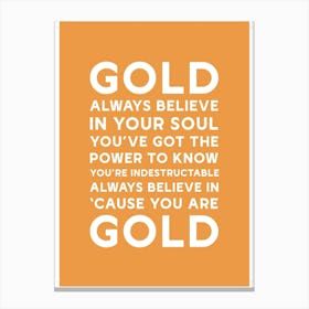 Gold Spandau Ballet Lyrics A4 01 Canvas Print