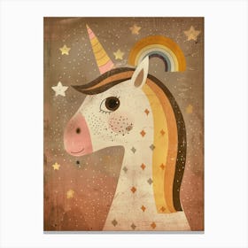 Unicorn & Stars Muted Pastels 4 Canvas Print