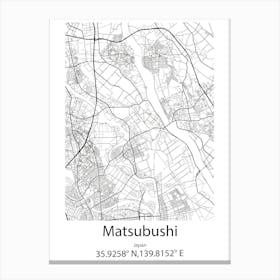 Matsubushi,Japan Minimalist Map Canvas Print