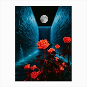 Roses In The Moonlight 3 Canvas Print