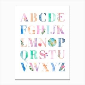 Watercolor Alphabet Kids and Nursery Canvas Print