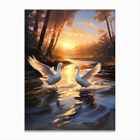 Two Geese In The Water Canvas Print