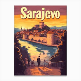 Aihrgdesign A Mid Century Modern Travel Poster For Sarajevo Canvas Print