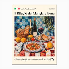 Il Rifugio Del Mangiare Bene Trattoria Italian Poster Food Kitchen Canvas Print