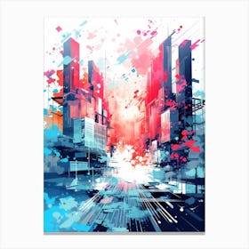 Futuristic City Abstract Painting Canvas Print